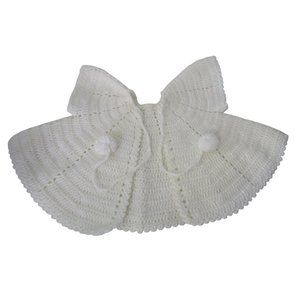 Baby Christening Vintage Handmade White Open Jacket Sweater EUC